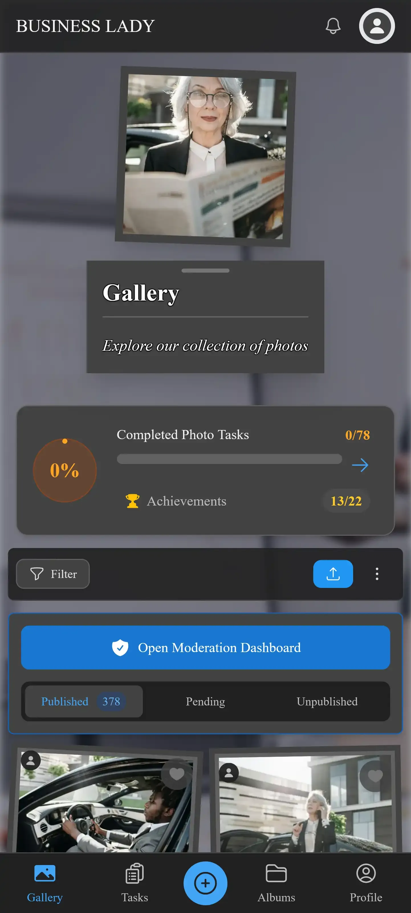 Corporate event gallery moderator view