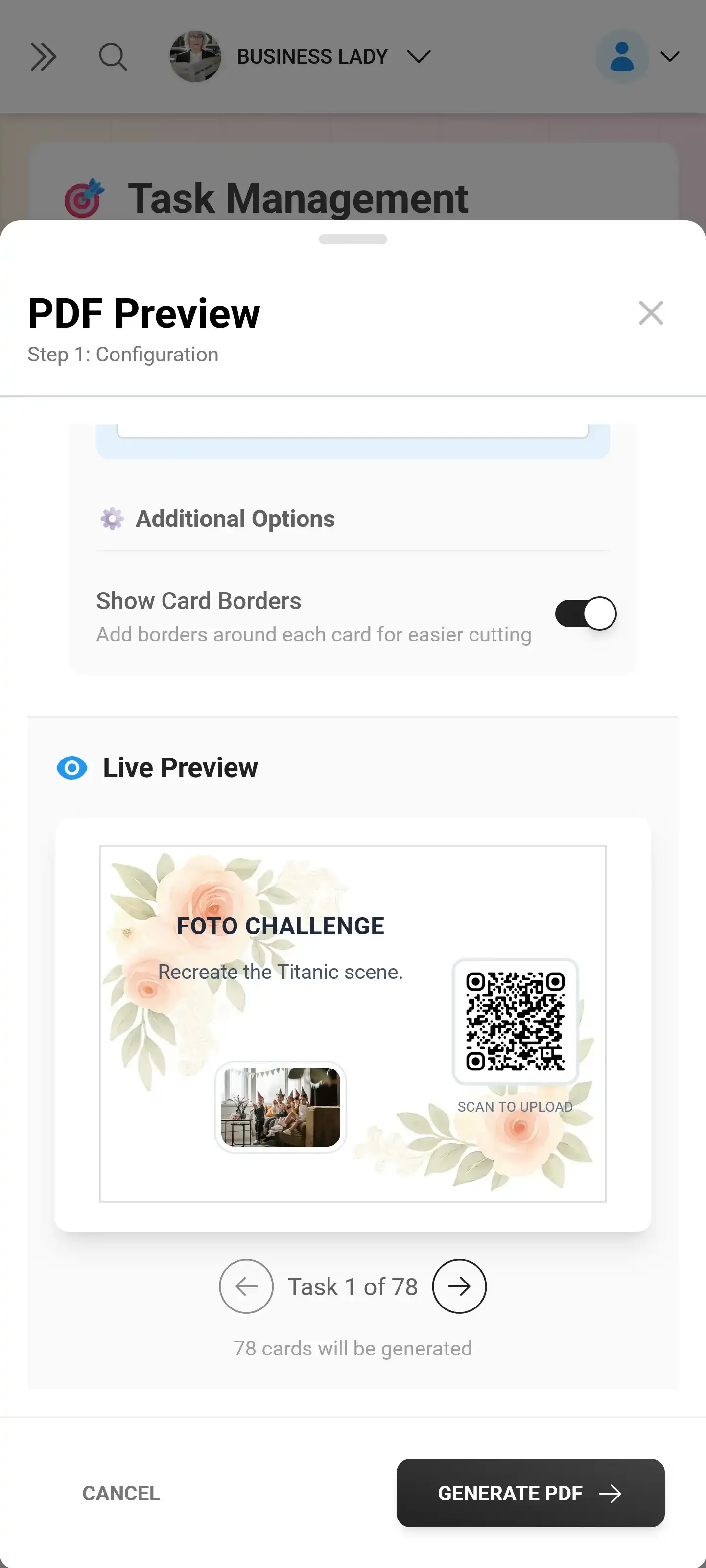 Printable QR code cards for conference tables