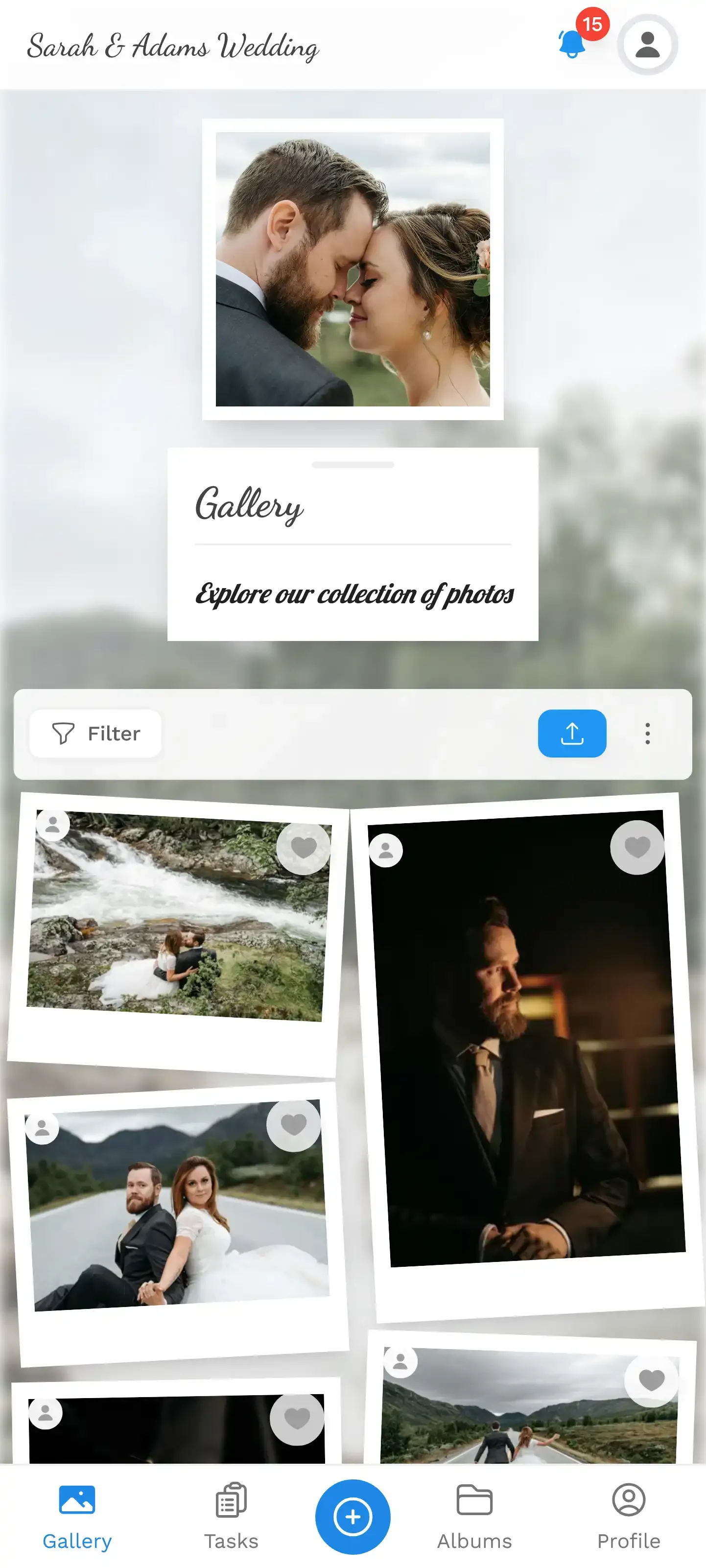 Wedding gallery guest view on mobile