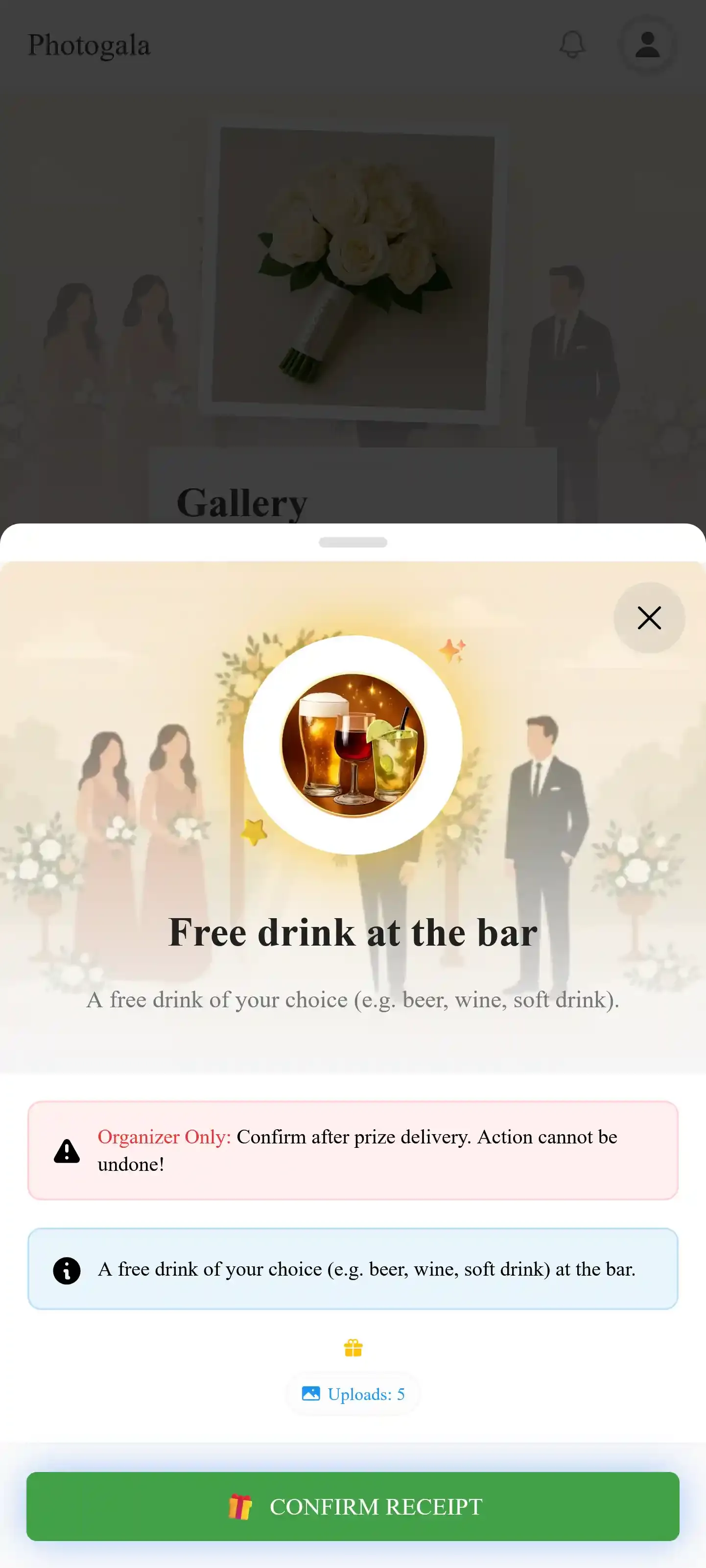 Real reward claim screen on mobile